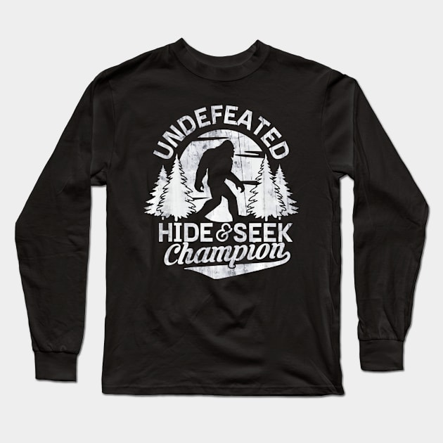 Bigfoot shirt Undefeated Hide & Seek Sasquatch Yeti Gift Long Sleeve T-Shirt by Jipan